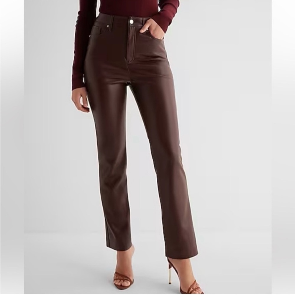 Express Dark Brown Faux Leather Pants